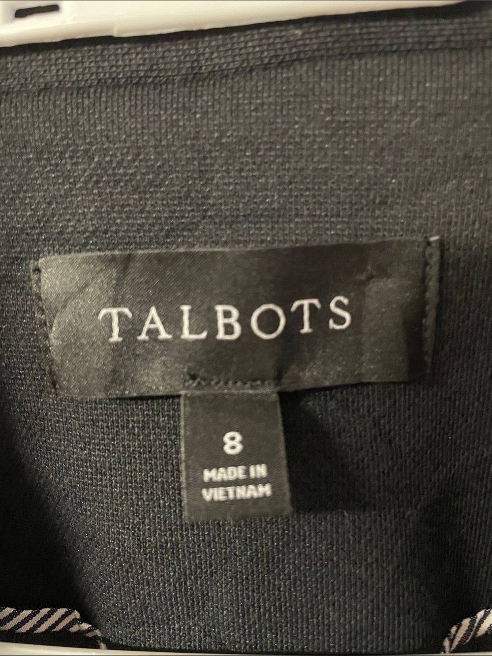 Talbots pique knit blazer 2 button piped black with white trim women’s size 8 - Picture 5 of 16